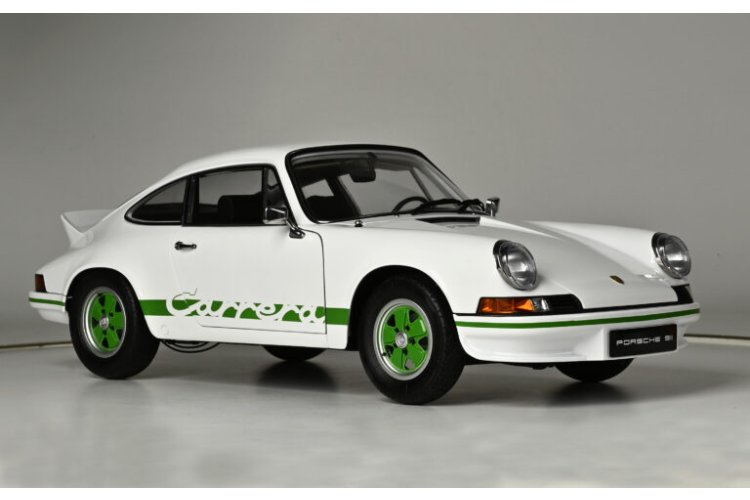 1:8 IXO Collections 018 Porsche 911 Carrera RS 2.7 - Wit met Groen - Sportauto - Ixo018 3 - IXO018