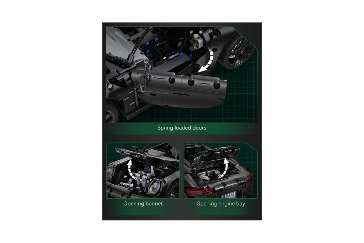 1:10 Jamara 402874 &ndash; CaDA Bricks &ndash; RUF GT &ndash; Black &ndash; Sports Car &ndash; 1655 Pieces - Jam402874 9 - JAM402874