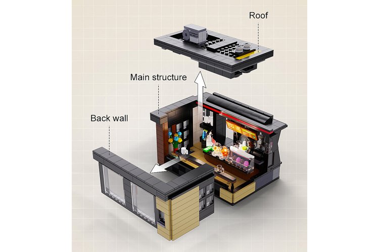 1:30 Jamara 402884 - CaDA Bricks - Koffiehuis met LED - 768-delig - Jam402884 11 - JAM402884