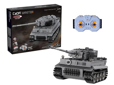 1:35 Jamara 402894 &ndash; RC CaDA Bricks &ndash; Panzer Tiger Tank &ndash; Grey &ndash; 2.4 GHz &ndash; 925 Pieces - Jam402894 1 - JAM402894