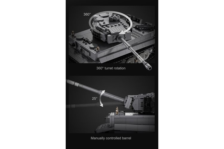 1:35 Jamara 402894 &ndash; RC CaDA Bricks &ndash; Panzer Tiger Tank &ndash; Grey &ndash; 2.4 GHz &ndash; 925 Pieces - Jam402894 13 - JAM402894