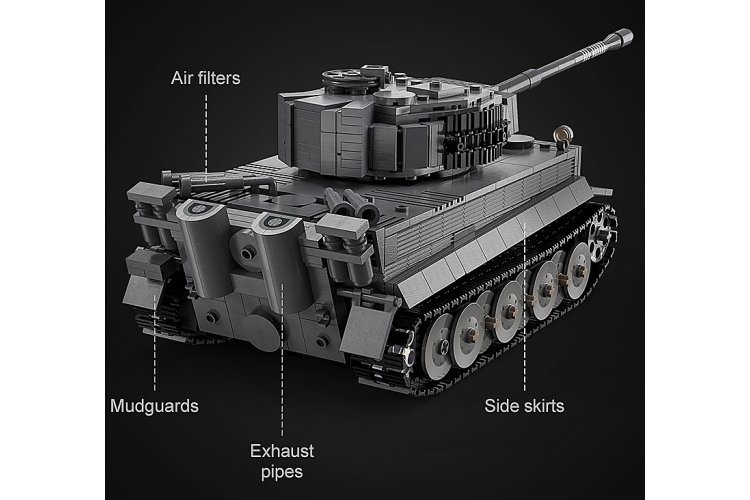 1:35 Jamara 402894 &ndash; RC CaDA Bricks &ndash; Panzer Tiger Tank &ndash; Grey &ndash; 2.4 GHz &ndash; 925 Pieces - Jam402894 17 - JAM402894