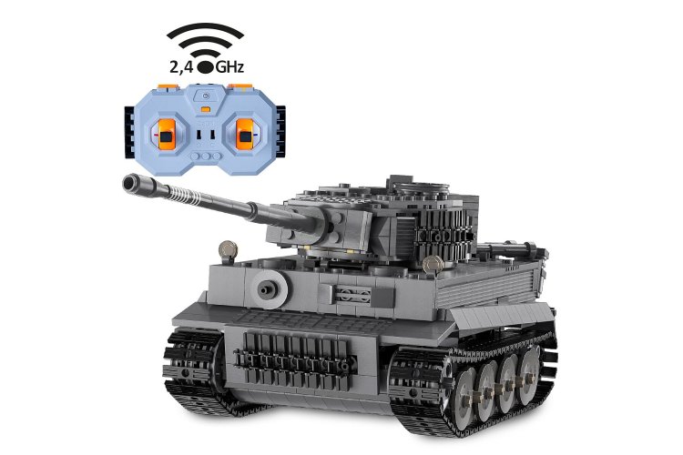 1:35 Jamara 402894 &ndash; RC CaDA Bricks &ndash; Panzer Tiger Tank &ndash; Grey &ndash; 2.4 GHz &ndash; 925 Pieces - Jam402894 2 - JAM402894