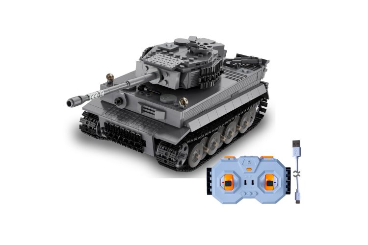 1:35 Jamara 402894 &ndash; RC CaDA Bricks &ndash; Panzer Tiger Tank &ndash; Grey &ndash; 2.4 GHz &ndash; 925 Pieces - Jam402894 4 - JAM402894