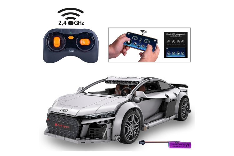 1:14 Jamara 402898 &ndash; RC CaDA Bricks &ndash; Audi R8 Coup&eacute; &ndash; Grey &ndash; Supercar &ndash; 536 Pieces - Jam402898 2 - JAM402898