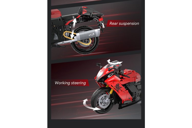 1:6 Jamara 402911 - CaDA Bricks - Suzuki Hayabusa - Rood - Motorfiets - 1043-delig - Jam402911 12 - JAM402911