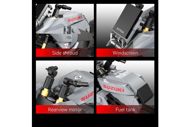 1:12 Jamara 402926 CaDA Bricks - Suzuki Katana - Grey - 310 Pieces - Jam402926 4 - JAM402926