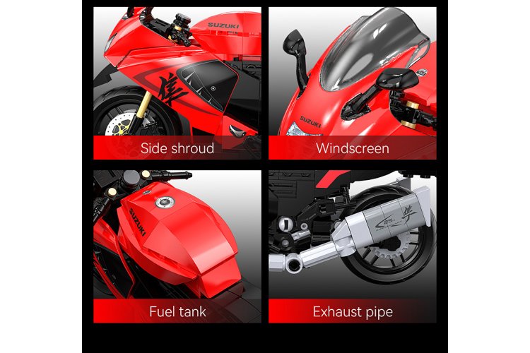 1:12 Jamara 402927 CaDA Bricks - Suzuki Hayabusa - Red - 299 Pieces - Jam402927 5 - JAM402927
