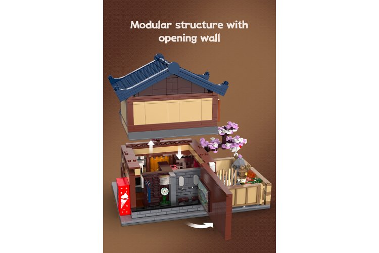 1:30 Jamara 402941 CaDA Bricks - Japanese Bathhouse with LED - 1249 Pieces - Jam402941 10 - JAM402941