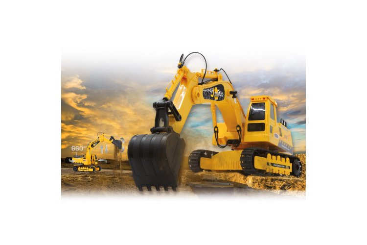 1:27 Jamara 404920 RC Excavator J-Matic Yellow | 2.4GHz 4+2