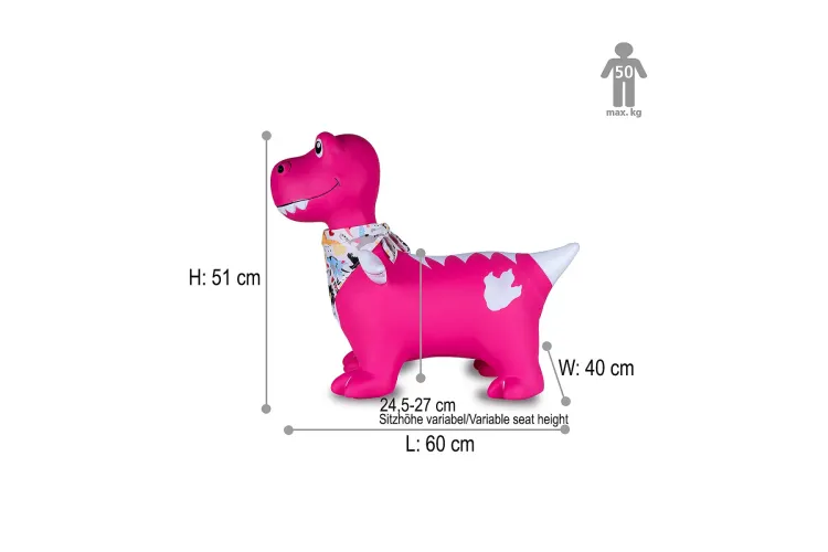 Jamara 466008 Skippydier Dino met Vleugels - Roze - Junior met Pomp - Jam466008 11 - JAM466008