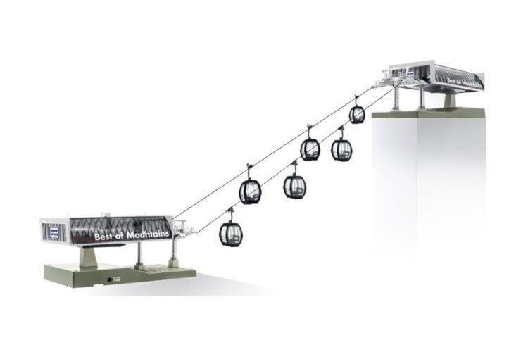 1:87 H0 Jaegerndorfer 82491 Cable Car D-Line Flying Mozart Black with 6 Omega V10 Gondolas - Jc82491 1 - JC82491
