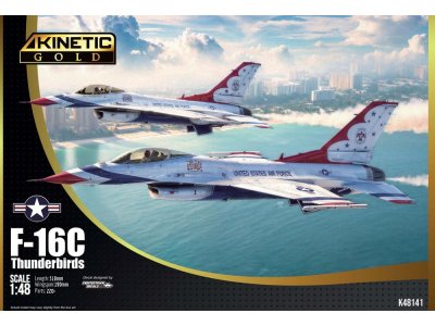 1:48 Kinetic 48141 General Dynamics F-16C Fighting Falcon Thunderbirds - Amerikaans Demonstratie Jachtvliegtuig - Kin48141 1 - KIN48141