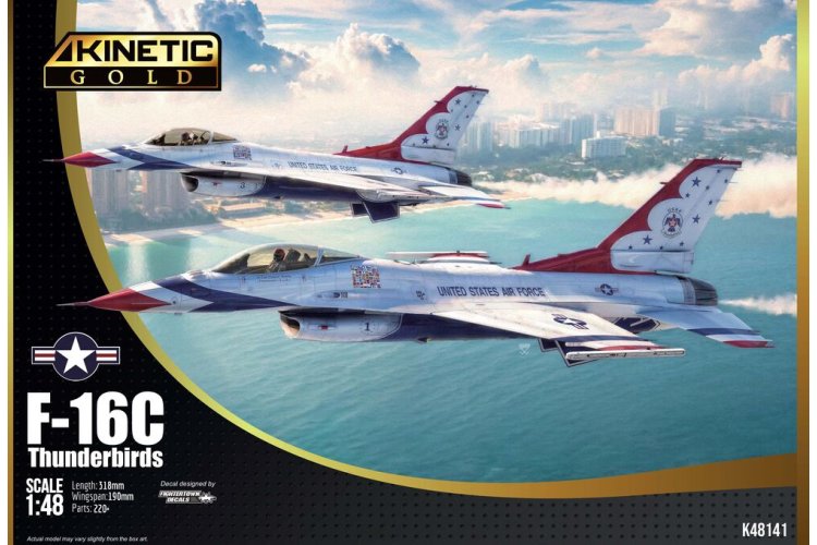 1:48 Kinetic 48141 General Dynamics F-16C Fighting Falcon Thunderbirds - Amerikaans Demonstratie Jachtvliegtuig - Kin48141 1 - KIN48141