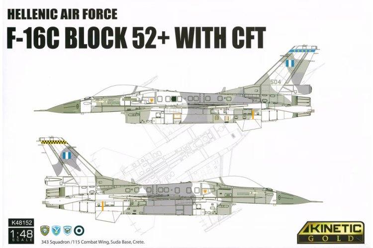 1:48 Kinetic 48152 Hellenic Air Force F-16C Block 52+ with CFT &ndash; Greek Jet Fighter - Kin48152 1x - KIN48152