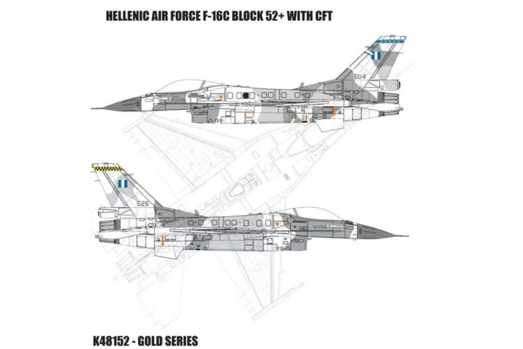 1:48 Kinetic 48152 Hellenic Air Force F-16C Block 52+ with CFT &ndash; Greek Jet Fighter - Kin48152 2x - KIN48152