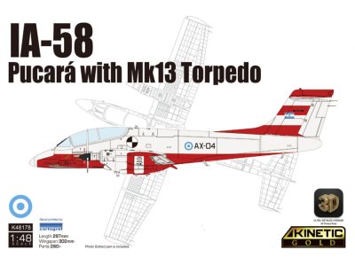 1:48 Kinetic 48178 FMA IA-58 Pucar&aacute; with Mk.13 Torpedo - Argentine Attack and COIN Aircraft - Kin48178 1 - KIN48178