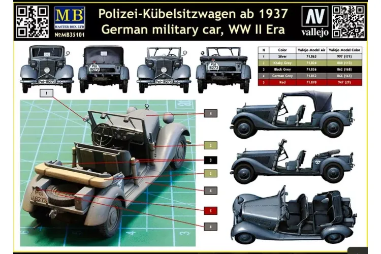 1:35 Master Box 35101 Mercedes-Benz 170 V Police-K&uuml;belsitzwagen from 1937 WWII - Masmb35101 2 - MASMB35101