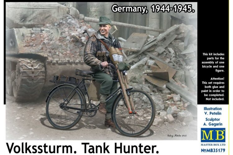 1:35 Master Box 35179 Volkssturm - Tankjager - Duitsland 1944-1945 - Figuur met Fiets - Masmb35179 1 - MASMB35179