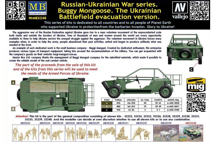 1:35 Master Box 35240 Russian-Ukrainian Buggy Mongoose - Ukrainian Battlefield Evacuation Vehicle - Masmb35240 2 - MASMB35240
