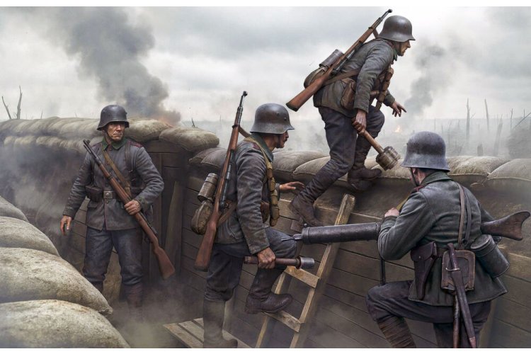 1:35 Master Box 35256 Achtung Panzer! - Duitse Infanteristen voor de Aanval WWI - 4 Figuren - Masmb35256 2 - MASMB35256