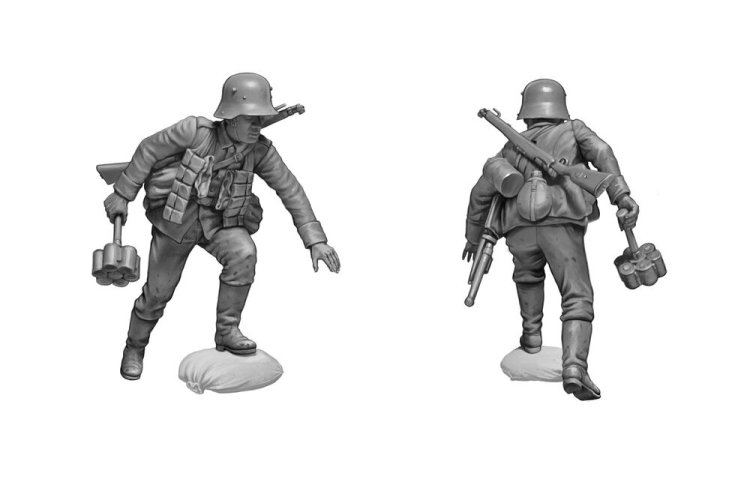 1:35 Master Box 35256 Achtung Panzer! - Duitse Infanteristen voor de Aanval WWI - 4 Figuren - Masmb35256 4 - MASMB35256