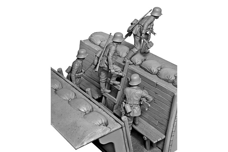 1:35 Master Box 35256 Achtung Panzer! - Duitse Infanteristen voor de Aanval WWI - 4 Figuren - Masmb35256 7 - MASMB35256