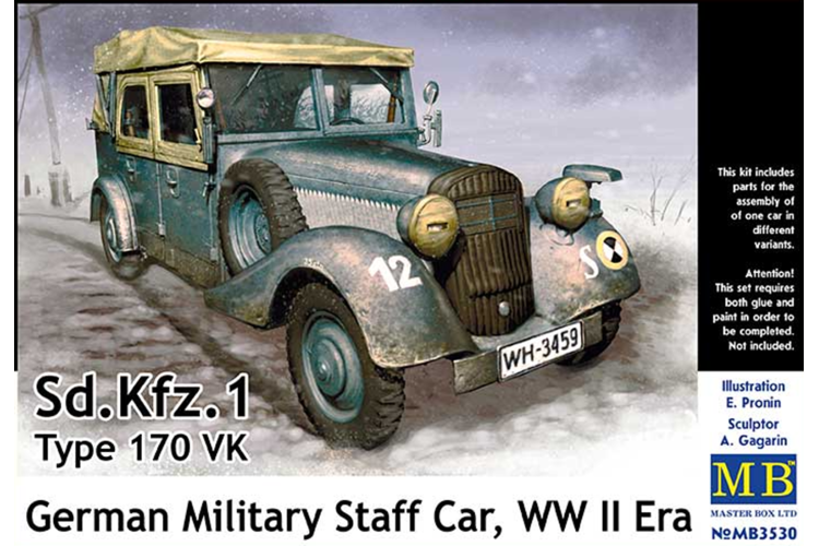 1:35 Master Box 3530 Mercedes-Benz 170 Kfz. 1 Type 170VK - Military Staff Car WWII - Masmb3530 1 - MASMB3530