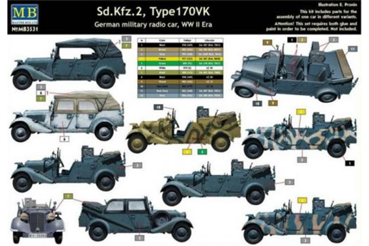 1:35 Master Box 3531 Mercedes-Benz 170 Kfz. 2 Type 170VK - Radio Car WWII - Masmb3531 2 - MASMB3531