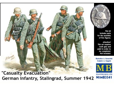 1:35 Master Box 3541 Casualty Evacuation - Duitse Infanterie Stalingrad Zomer 1942 WWII - 5 Figuren - Masmb3541 1 - MASMB3541