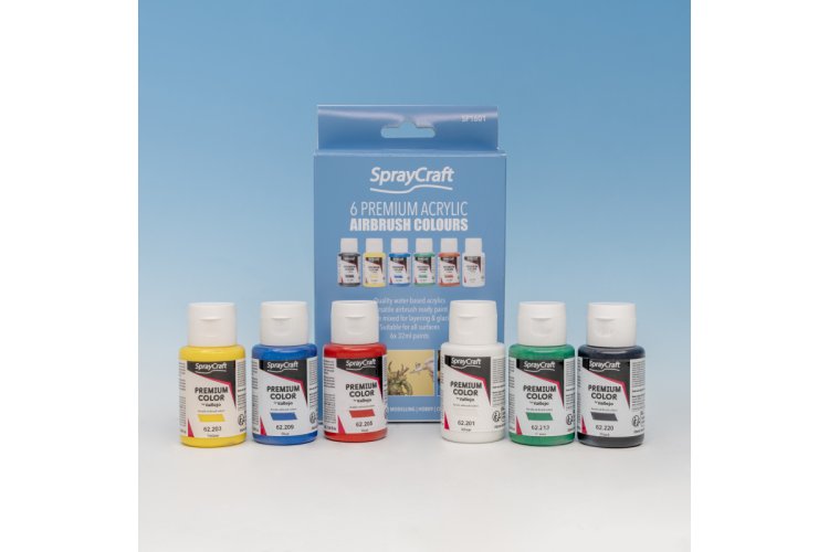 ModelCraft SP1601 Vallejo Premium Color Base Colors for Airbrush - Acrylic Set 6x32ml - Mcrsp1601 - MCRSP1601