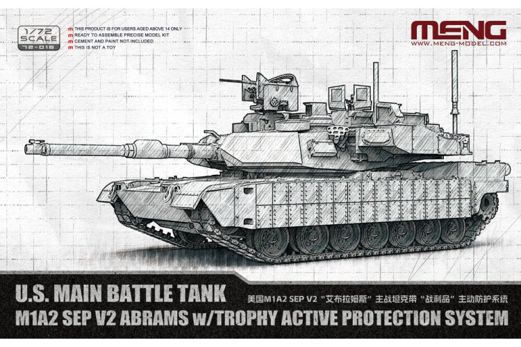 1:72 MENG 72016 M1A2 SEP v2 Abrams with Trophy Active Protection System - American Main Battle Tank - Men72016 1 - MEN72016