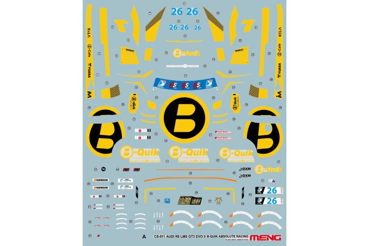 1:24 MENG CS011 Audi R8 LMS GT3 EVO II - B-Quik Absolute Racing - Race Car - Mencs0011 21 1 - MENCS011