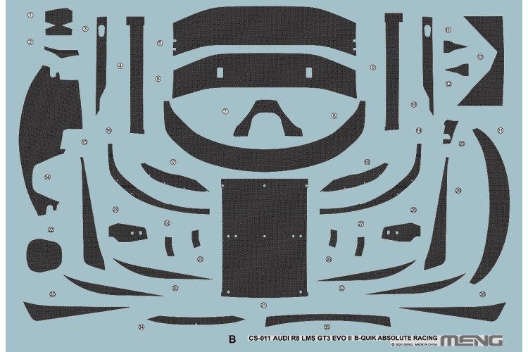 1:24 MENG CS011 Audi R8 LMS GT3 EVO II - B-Quik Absolute Racing - Race Car - Mencs0011 22 1 - MENCS011
