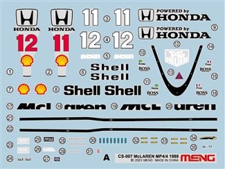 1:24 MENG CS007 McLaren MP4/4 1988 - Formula 1 Race Car - Mencs007 13 - MENCS007