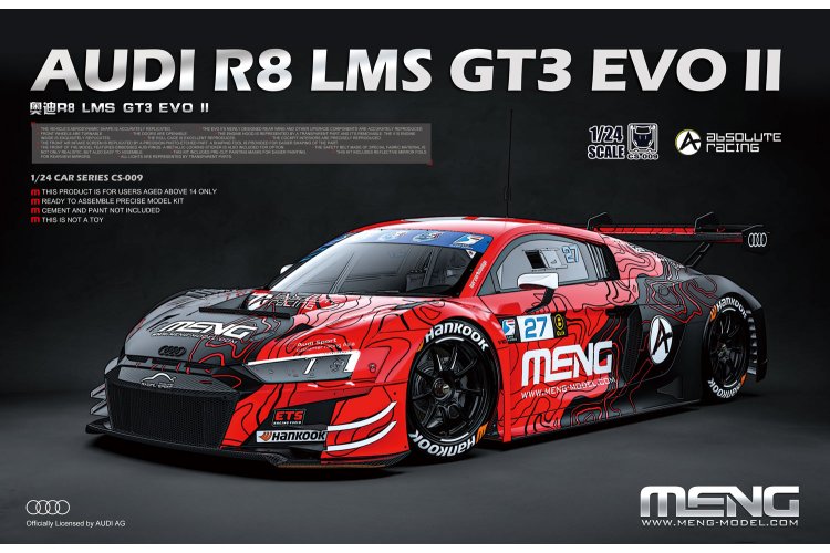 1:24 MENG CS009 Audi R8 LMS GT3 EVO II - Absolute Racing - Race Auto - Mencs009 1 - MENCS009