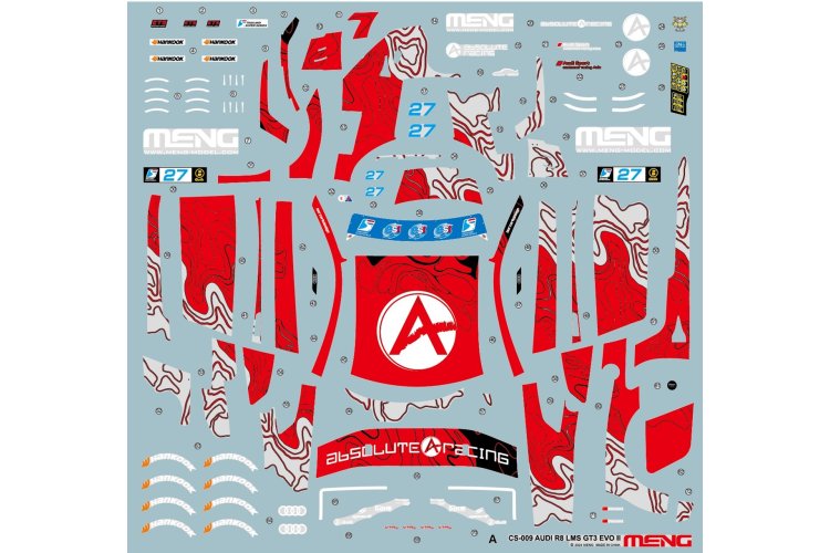 1:24 MENG CS009 Audi R8 LMS GT3 EVO II - Absolute Racing - Race Auto - Mencs009 16 - MENCS009