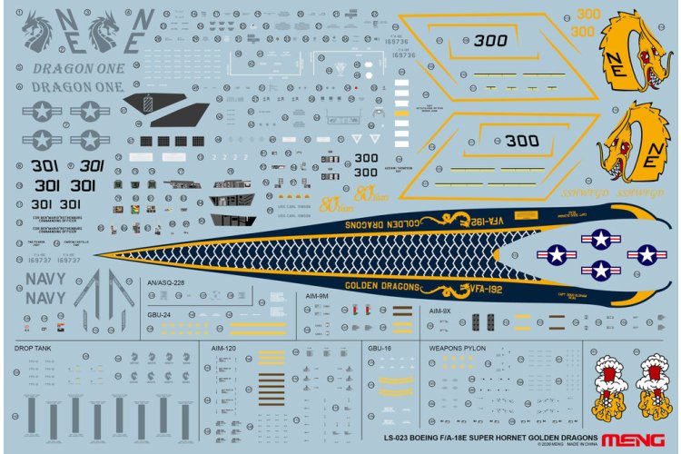 1:48 MENG LS023 Boeing F/A-18E Super Hornet Golden Dragons - Amerikaans Jachtvliegtuig - Menls023 9 - MENLS023