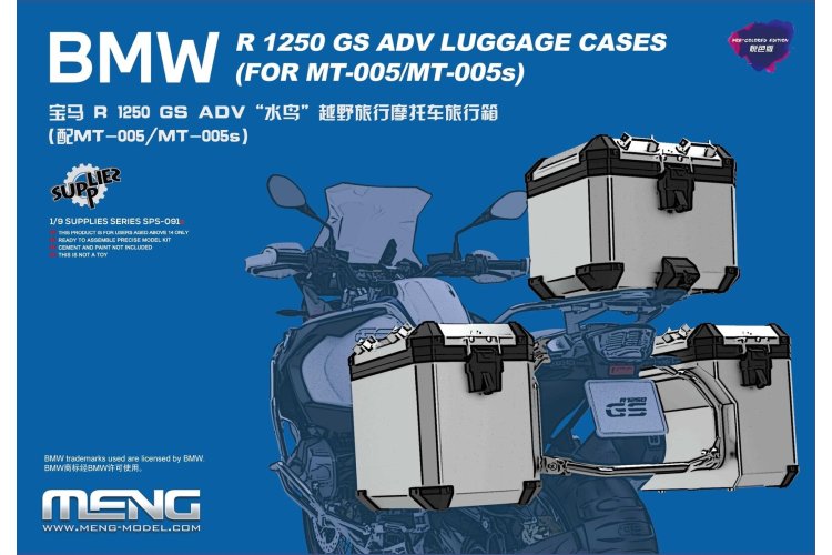 1:9 MENG BMW R1250 GS ADV Bagagekoffers - Voorgemonteerd