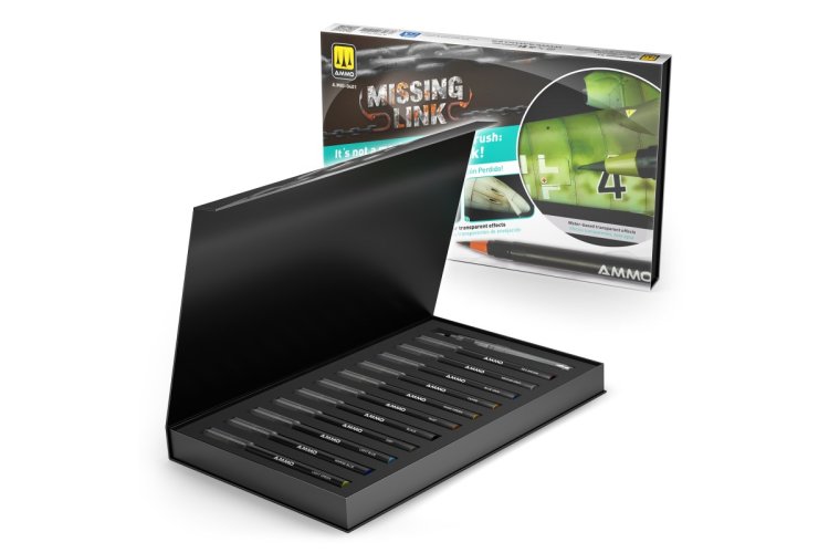 AMMO MIG 0401 Missing Link &ndash; Aircraft &ndash; Watercolor Brush Marker Set &ndash; 12 Colors - Mig0401 3 - MIG0401