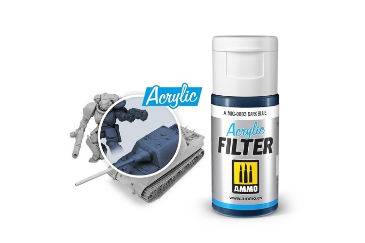 AMMO MIG 0803 Acrylic Filter Dark Blue - 15ml - Mig0803 xs - MIG0803-XS