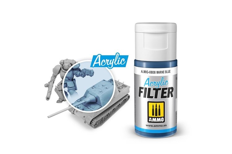 AMMO MIG 0808 Acrylic Filter Marine Blue - 15ml - Mig0808 xs - MIG0808-XS