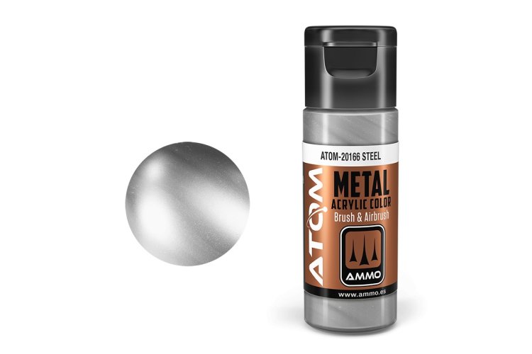 AMMO MIG 20166 ATOM - Metallic Steel - Acryl - 20ml - Mig20166 xs - MIG20166-XS