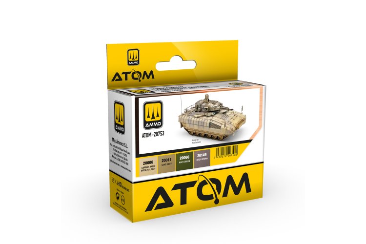 AMMO MIG 20753 ATOM &ndash; Bundeswehr Afghanistan Vehicles Desert & Arid Camouflage Color Set &ndash; Acrylic Set 4x20ml - Mig20753 xs 1 - MIG20753-XS