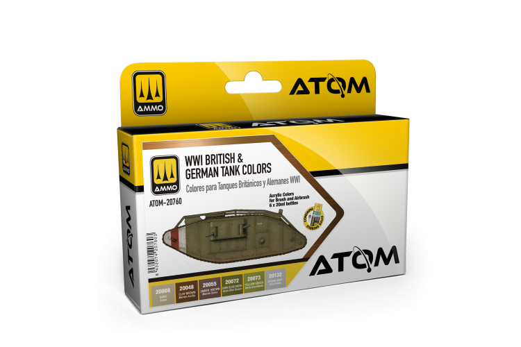 AMMO MIG 20760 ATOM - WWI British and German Tanks Color Set - Acrylic Set 6x20ml - Mig20760 xs 1 - MIG20760-XS