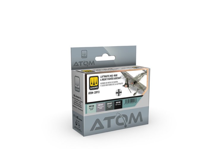AMMO MIG 20913 ATOM - Luftwaffe Mid-War and Night Fighter Colors - Acrylic Set 4x20ml - Mig20913 xs 1 - MIG20913-XS