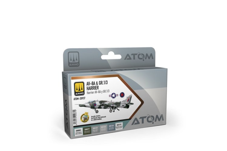 AMMO MIG 20937 ATOM - AV-8A & GR.1/3 Harrier Color Set - Acrylic Set 6x20ml - Mig20937 xs 1 - MIG20937-XS