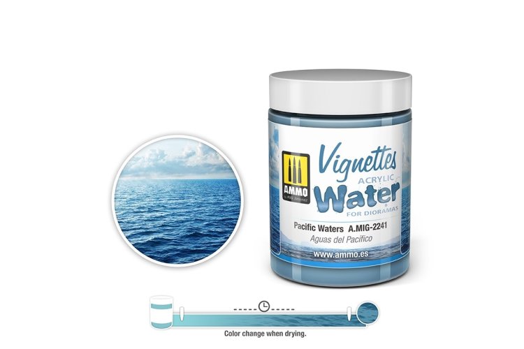 AMMO MIG 2241 Pacific Waters - Vignettes Acrylic Texture - 100ml - Mig2241 pacific waters 100 ml 1 - MIG2241