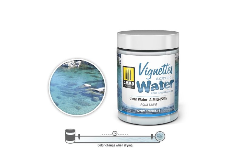 AMMO MIG 2245 Clear Water - Vignettes Acrylic Texture - 100ml - Mig2245 clear water 100ml 1 - MIG2245