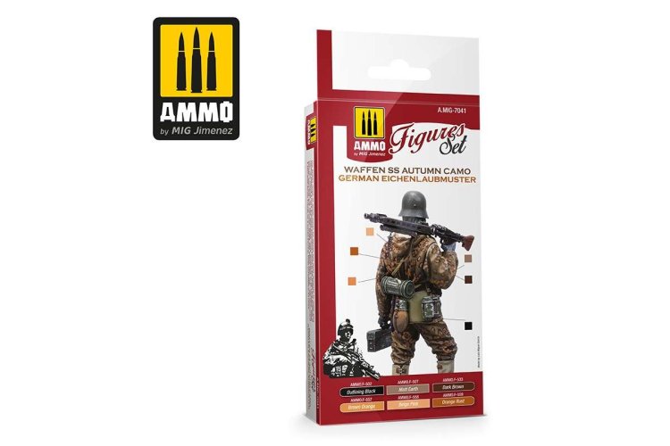 AMMO MIG 7041 WAFFEN SS Autumn Camo. German Einchenlaubmuster - Acryl Set - Mig7041 1 waffen ss autumn camo german einchenlaubmuster set - MIG7041-XS